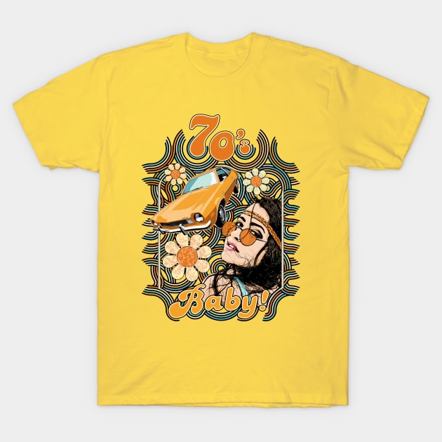 70's Baby! Hippie girl and 70's Pinto T-Shirt by ZoeysGarage